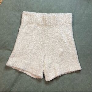 Skims Cozy Knit Boucle High Waist Lounge Shorts Sherpa Fleece Cream White S/M